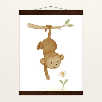 Aki der Affe - Motiv: "Gänseblümchen" Poster mit Leisten von tinylearner