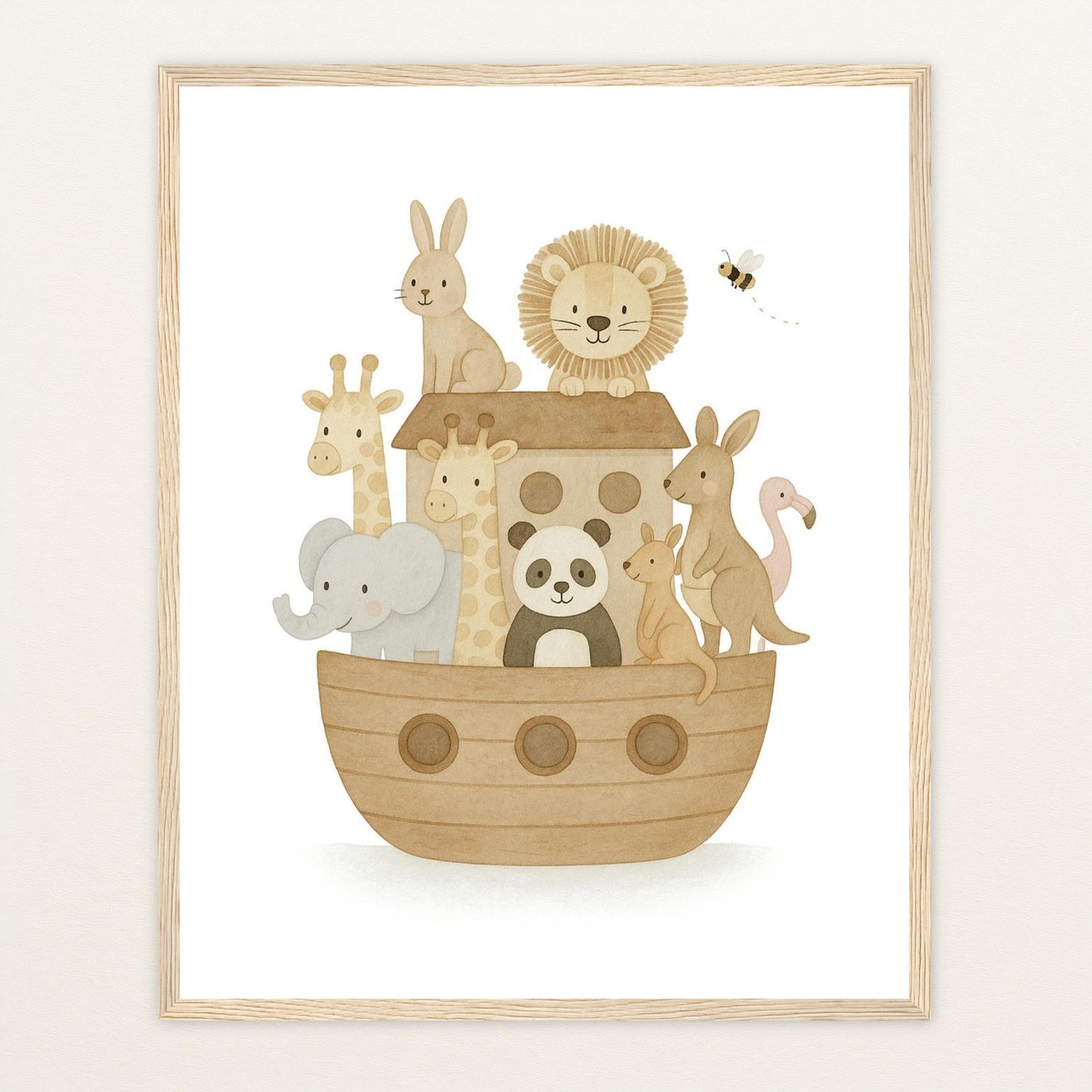 Tierfreunde - Motiv: "Arche Noah" Poster mit Holzrahmen von tinylearner