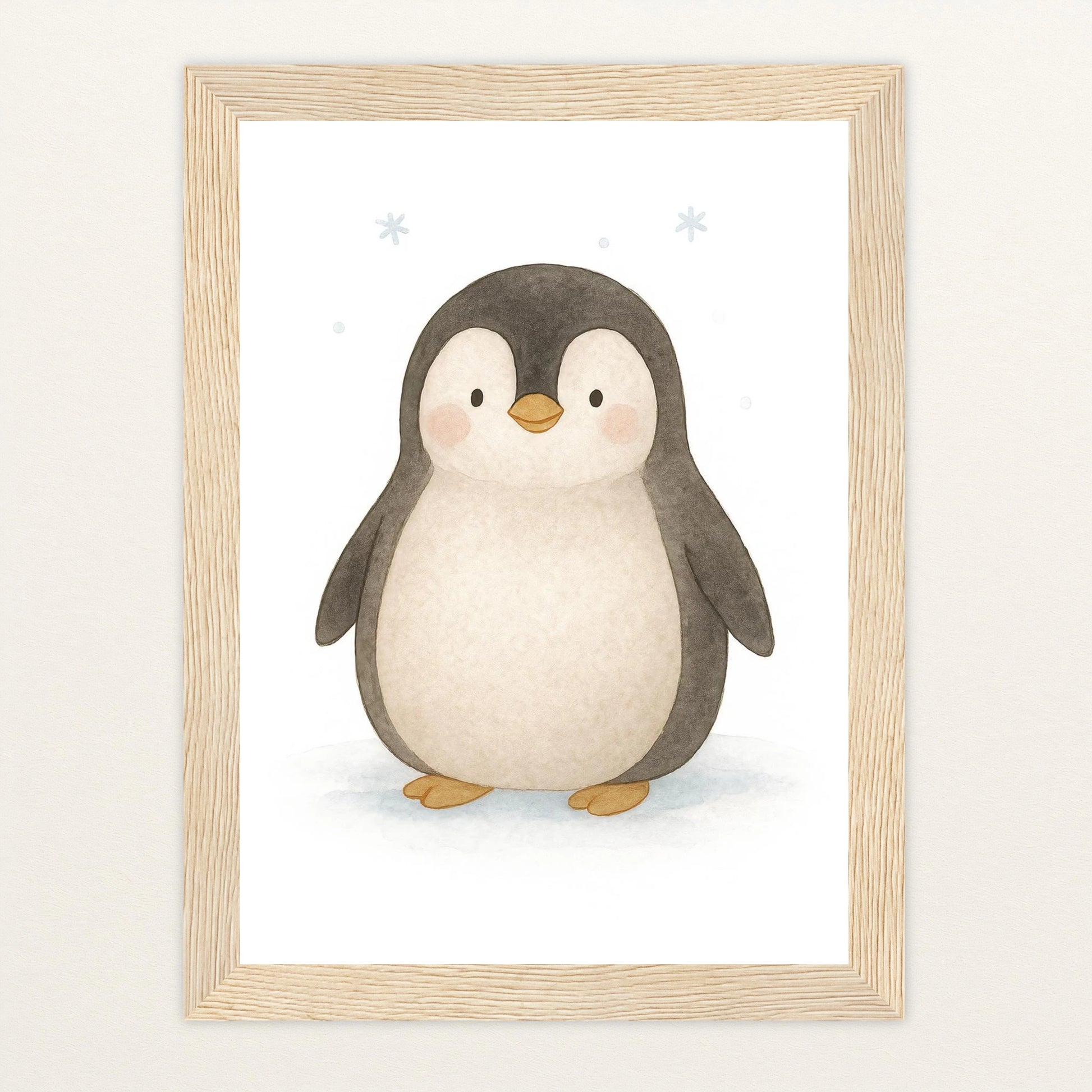 Pia der Pinguin Poster mit Holzrahmen von tinylearner