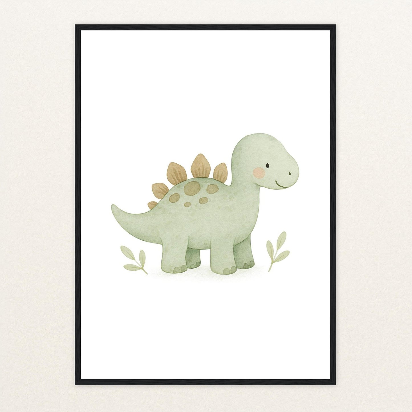 Dinosaurier Stegosaurus Poster mit Holzrahmen von tinylearner
