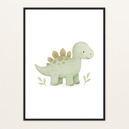 Dinosaurier Stegosaurus Poster mit Holzrahmen von tinylearner