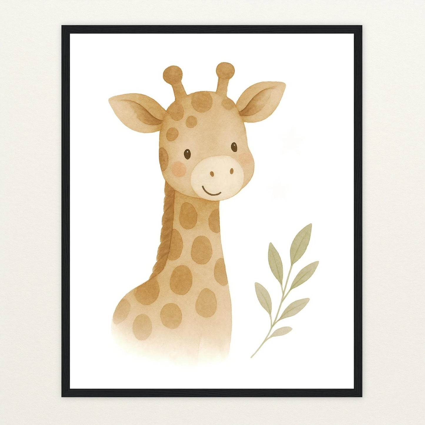 Greta die Giraffe Poster mit Holzrahmen von tinylearner