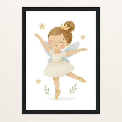 Fina die Fee - Motiv: "Ballett" Poster mit Holzrahmen von tinylearner