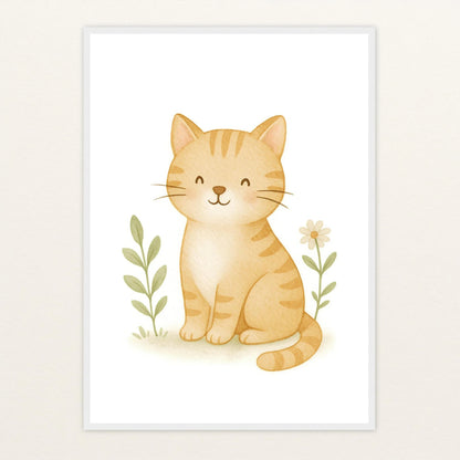 Kira die Katze Poster mit Holzrahmen von tinylearner