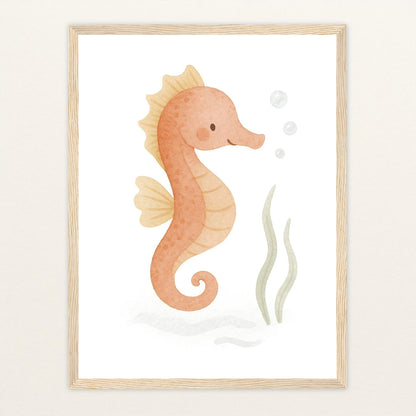 Suri das Seepferdchen Poster mit Holzrahmen von tinylearner