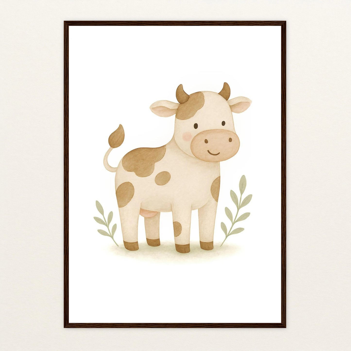 Klara die Kuh Poster mit Holzrahmen von tinylearner