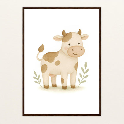 Klara die Kuh Poster mit Holzrahmen von tinylearner