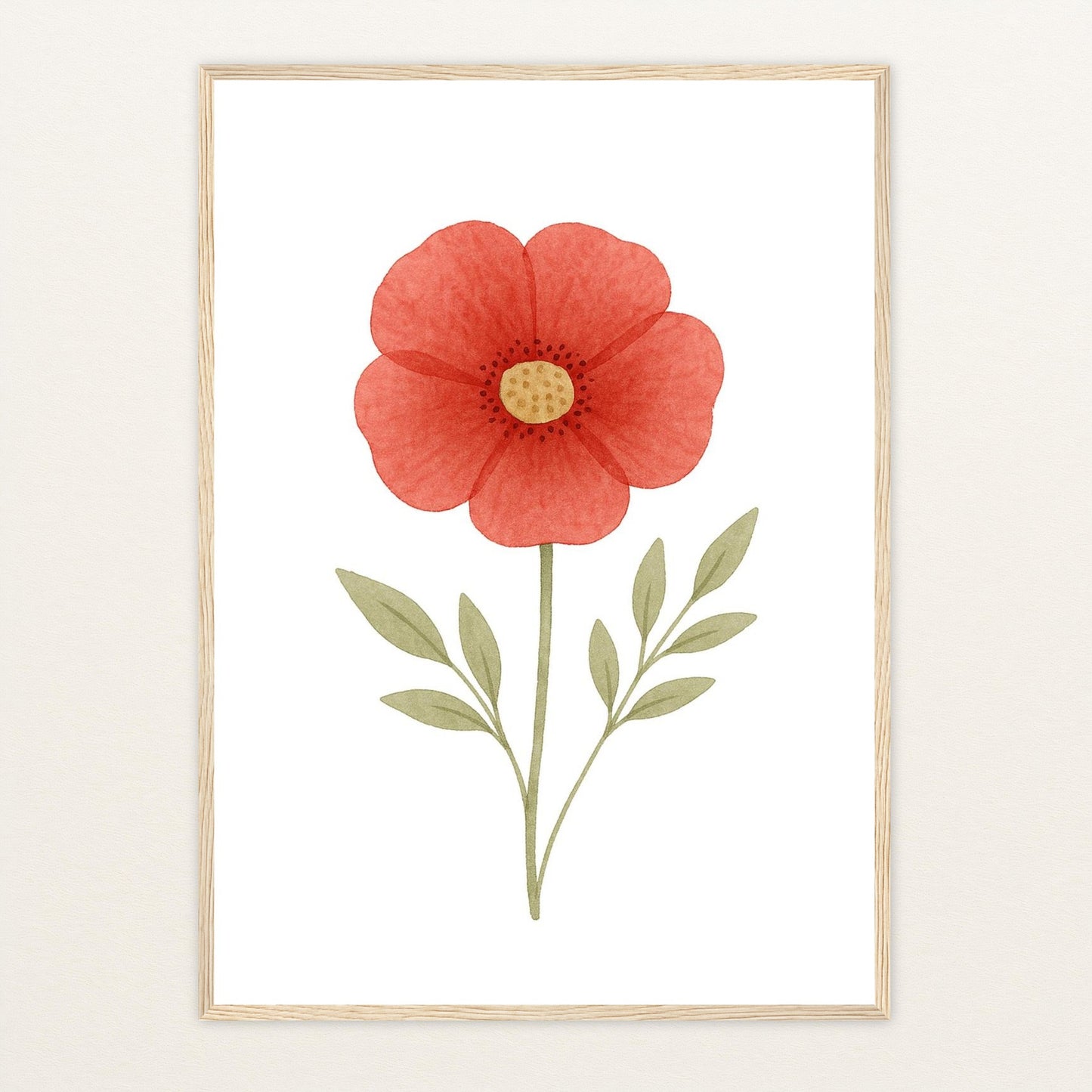 Mohnblume Poster mit Holzrahmen von tinylearner