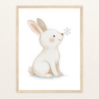 Sina der Schneehase Poster mit Holzrahmen von tinylearner
