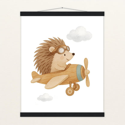 Iggi der Igel - Motiv: "Flugzeug" Poster mit Leisten von tinylearner
