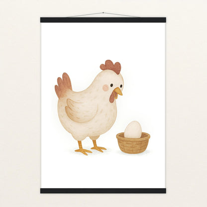 Hanni das Huhn - Motiv: "Ei" Poster mit Leisten von tinylearner