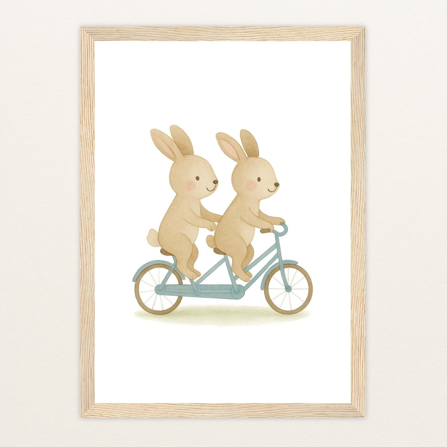 Holly der Hase - Motiv: "Tandem" Poster mit Holzrahmen von tinylearner