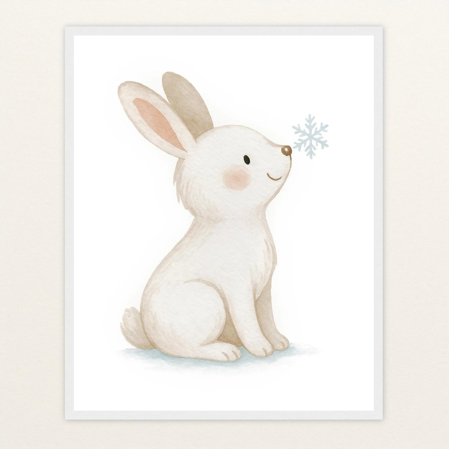 Sina der Schneehase Poster mit Holzrahmen von tinylearner