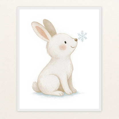 Sina der Schneehase Poster mit Holzrahmen von tinylearner