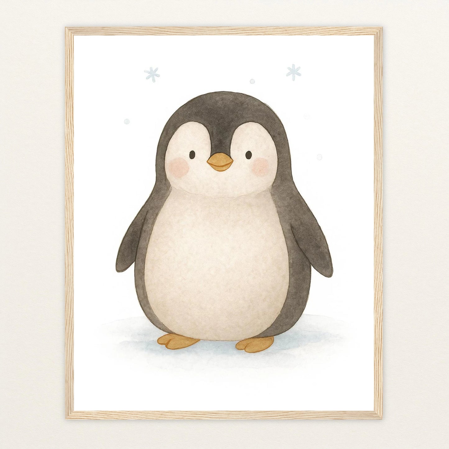 Pia der Pinguin Poster mit Holzrahmen von tinylearner