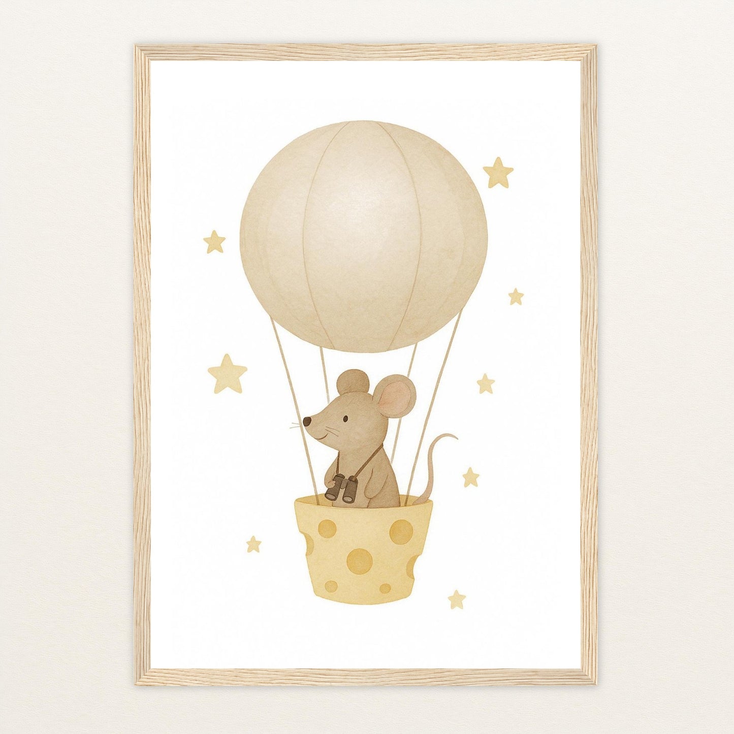 Mimi die Maus - Motiv: "Heißluftballon" Poster mit Holzrahmen von tinylearner