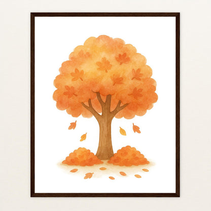 Ahornbaum Poster mit Holzrahmen von tinylearner