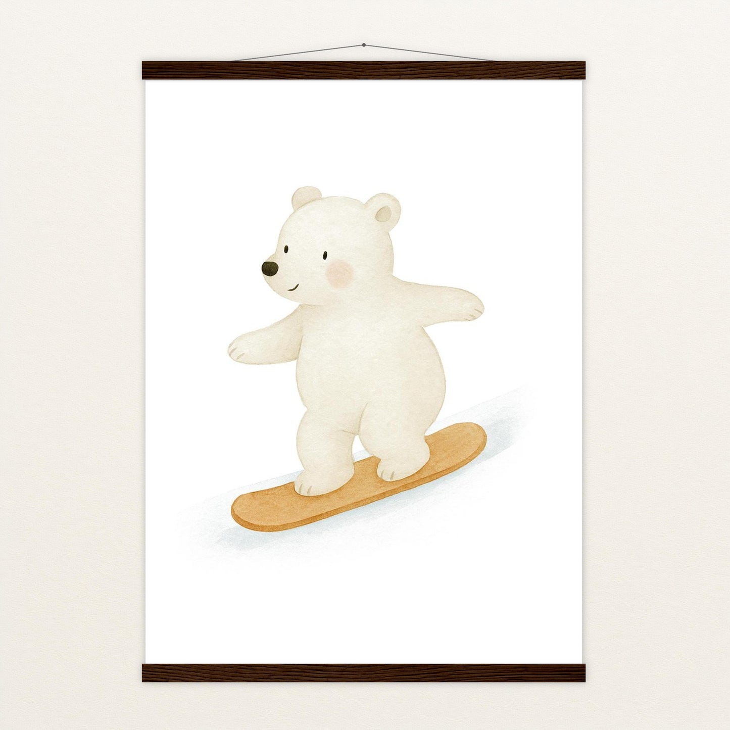 Pummel der Polarbär - Motiv: "Snowboard" Poster mit Leisten von tinylearner