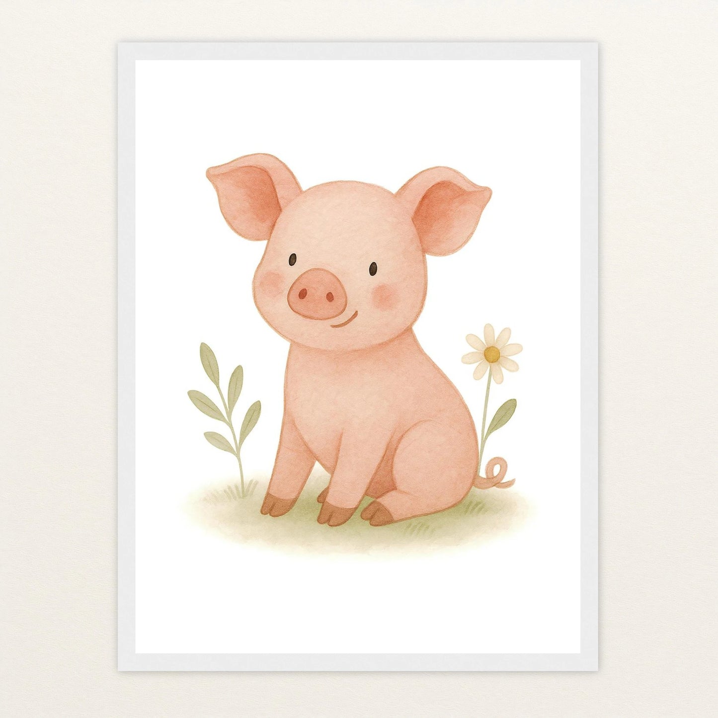Susi das Schwein Poster mit Holzrahmen von tinylearner