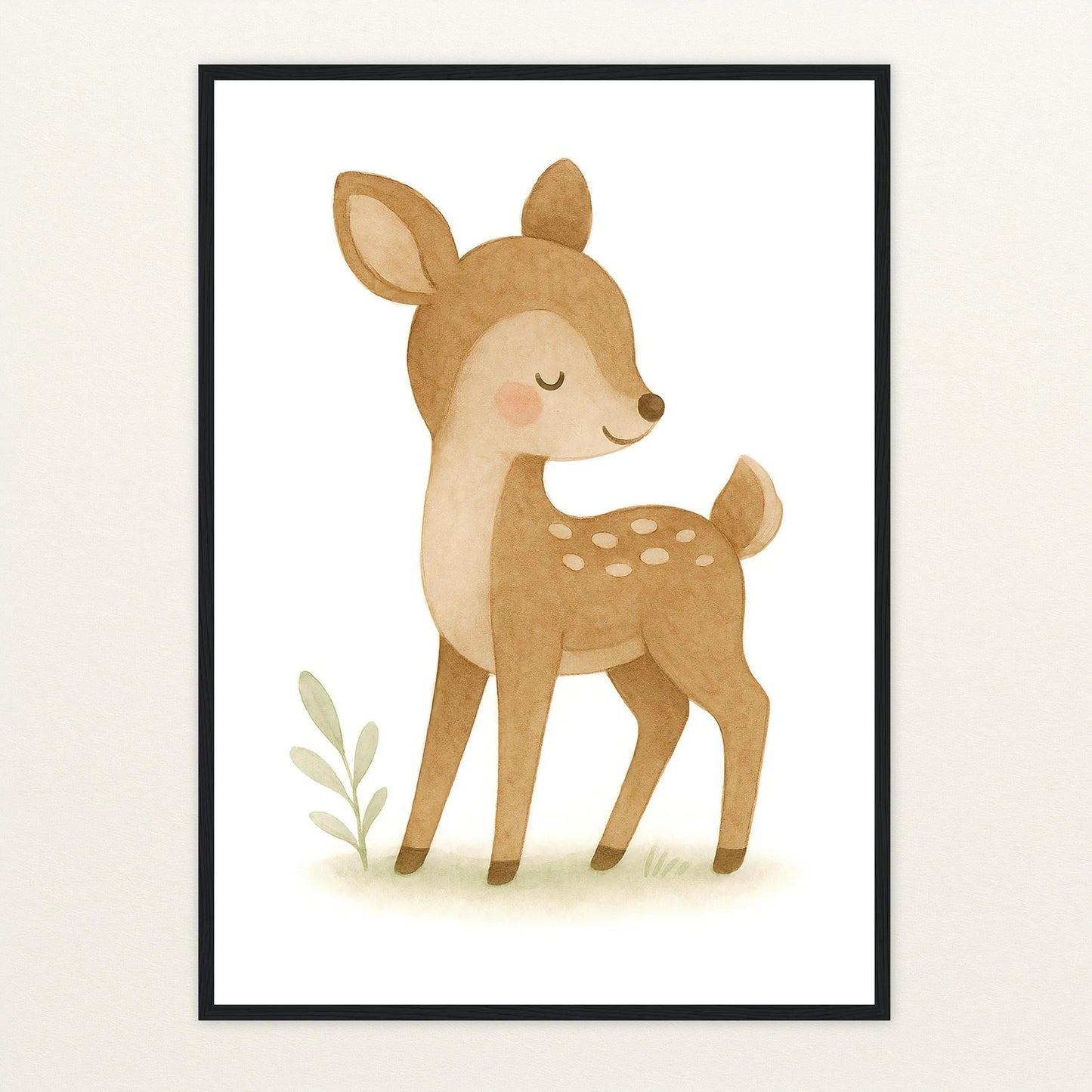 Ria das Reh Poster mit Holzrahmen von tinylearner