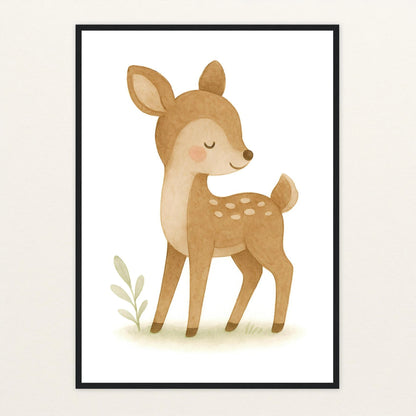 Ria das Reh Poster mit Holzrahmen von tinylearner