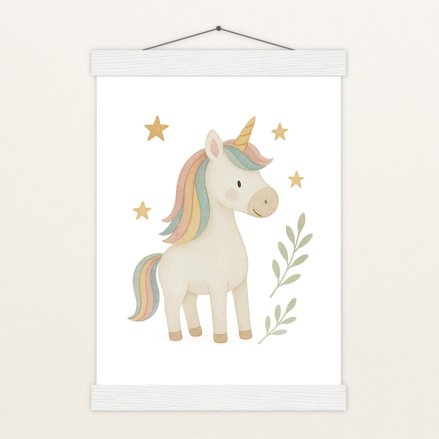 Luni das Einhorn Poster mit Leisten von tinylearner