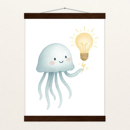 Quinn die Qualle - Motiv: "Glühbirne" Poster mit Leisten von tinylearner