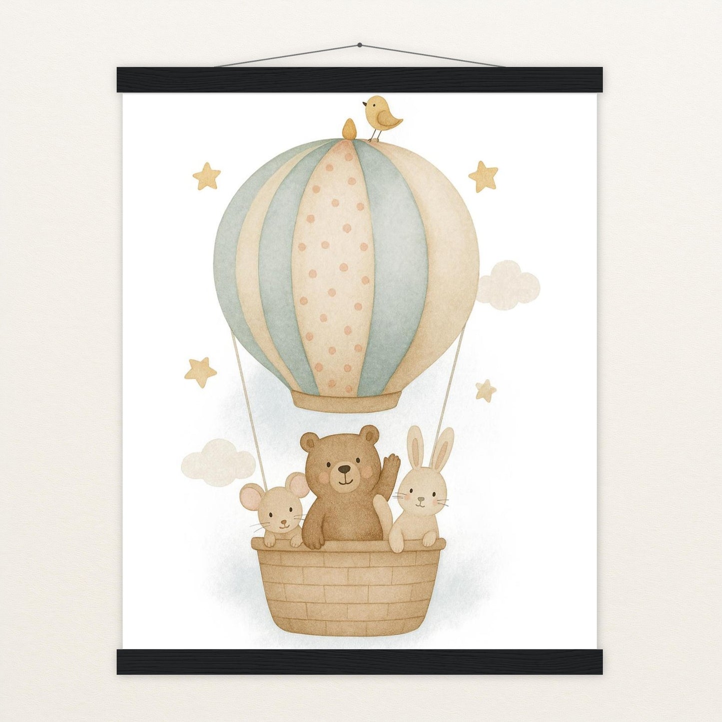 Tierfreunde - Motiv: "Heißluftballon" Poster mit Leisten von tinylearner