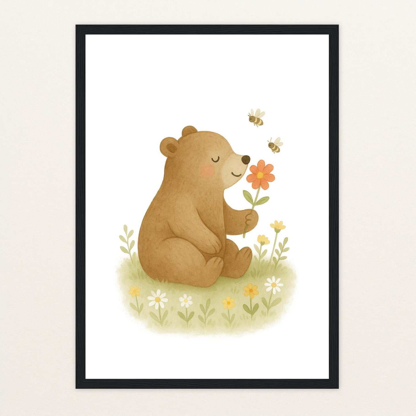 Balu der Bär - Motiv: "Blume" Poster mit Holzrahmen von tinylearner