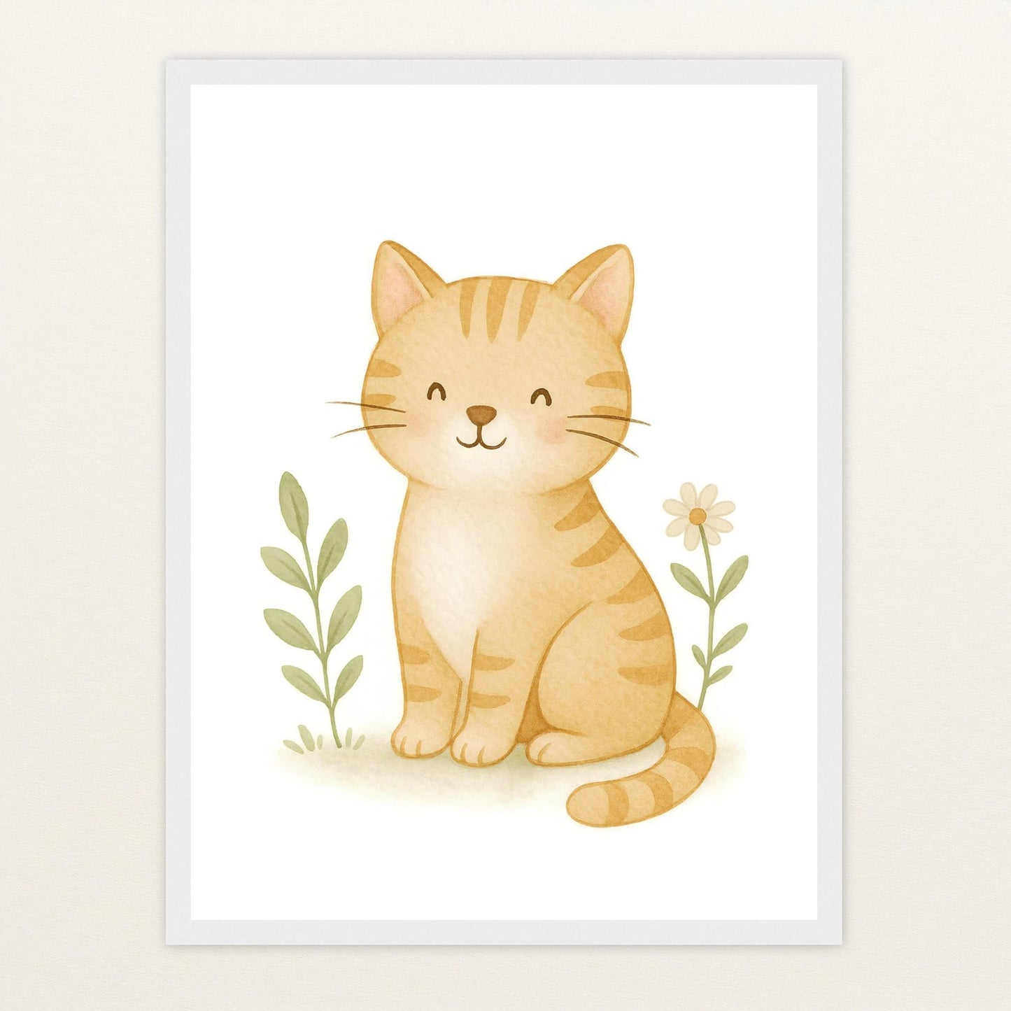 Kira die Katze Poster mit Holzrahmen von tinylearner