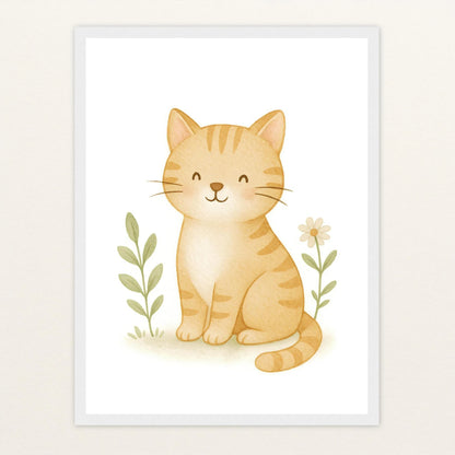 Kira die Katze Poster mit Holzrahmen von tinylearner