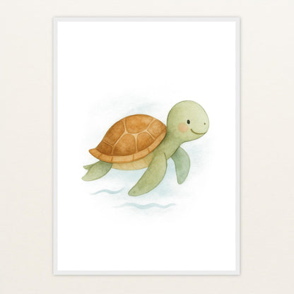 Sora die Schildkröte Poster mit Holzrahmen von tinylearner