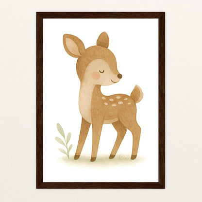 Ria das Reh Poster mit Holzrahmen von tinylearner