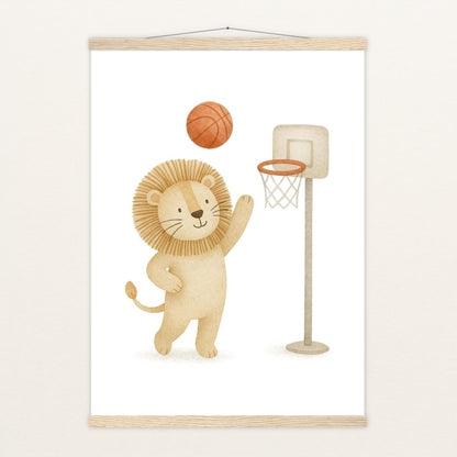 Leo der Löwe - Motiv: "Basketball" Poster mit Leisten von tinylearner