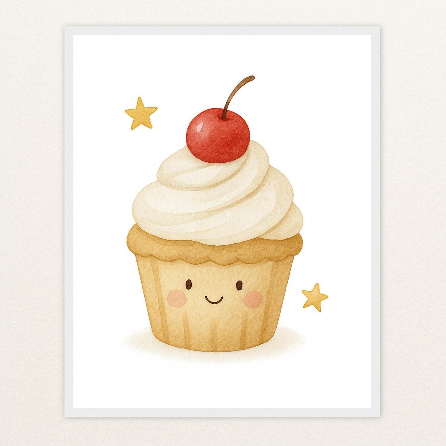Süßes: Cupcake Poster mit Holzrahmen von tinylearner
