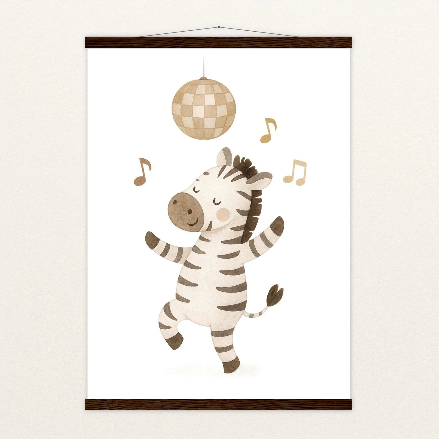 Zinni das Zebra - Motiv: "Tanzen" Poster mit Leisten von tinylearner