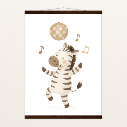 Zinni das Zebra - Motiv: "Tanzen" Poster mit Leisten von tinylearner
