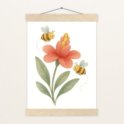 Bibi die Biene - Motiv: "Blume" Poster mit Leisten von tinylearner