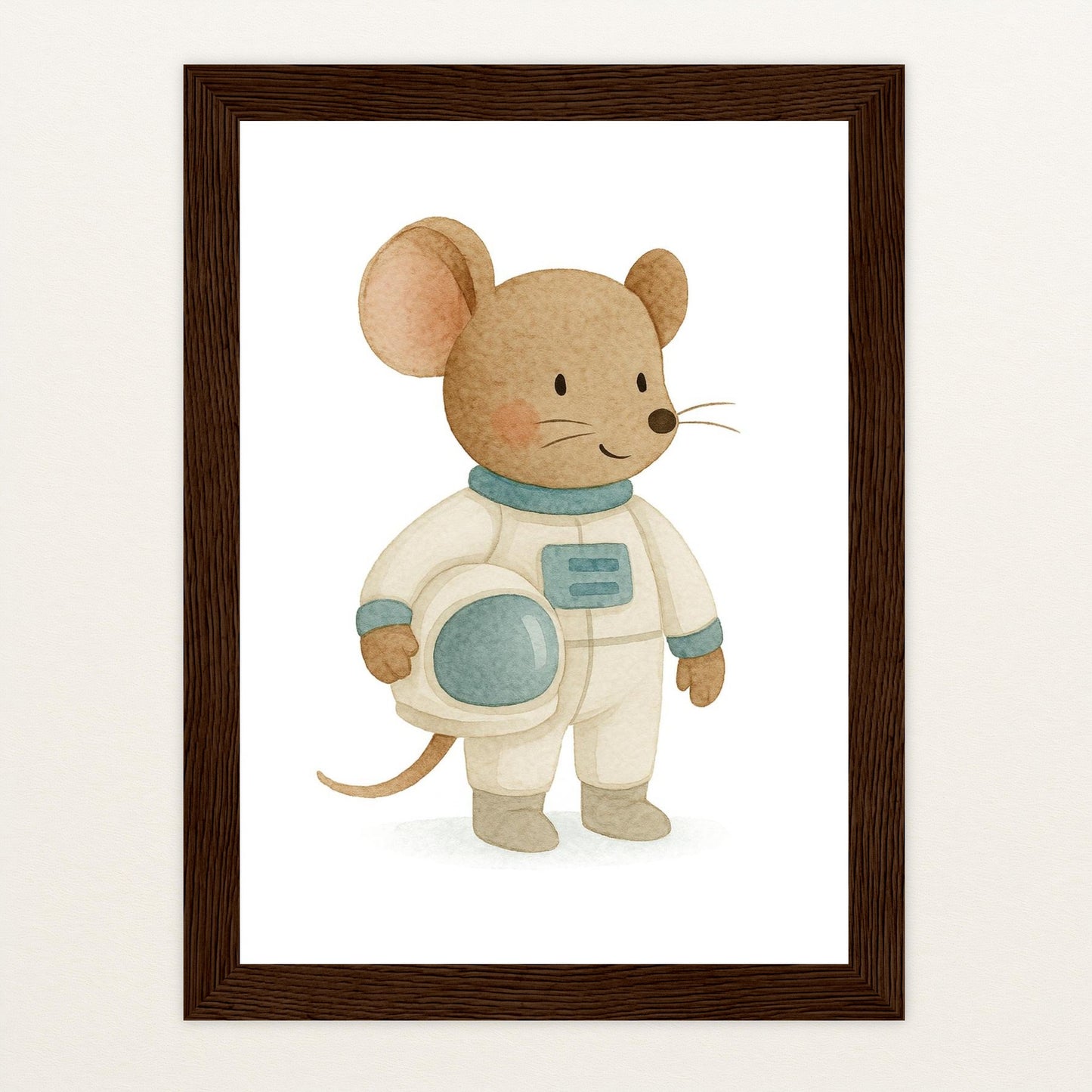 Mimi die Maus - Motiv: "Astronaut" Poster mit Holzrahmen von tinylearner