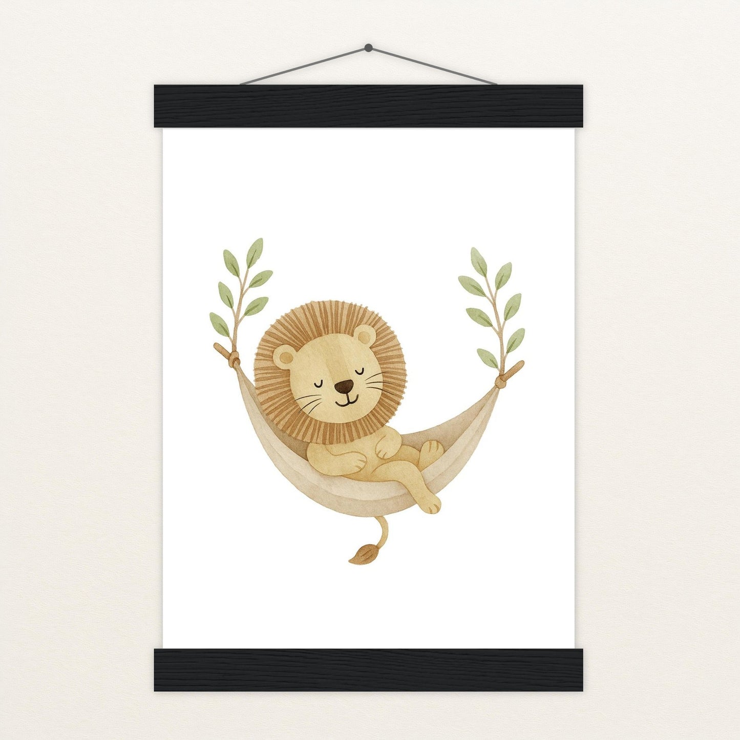 Leo der Löwe - Motiv: "Hängematte" Poster mit Leisten von tinylearner
