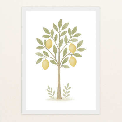Zitronenbaum Poster mit Holzrahmen von tinylearner