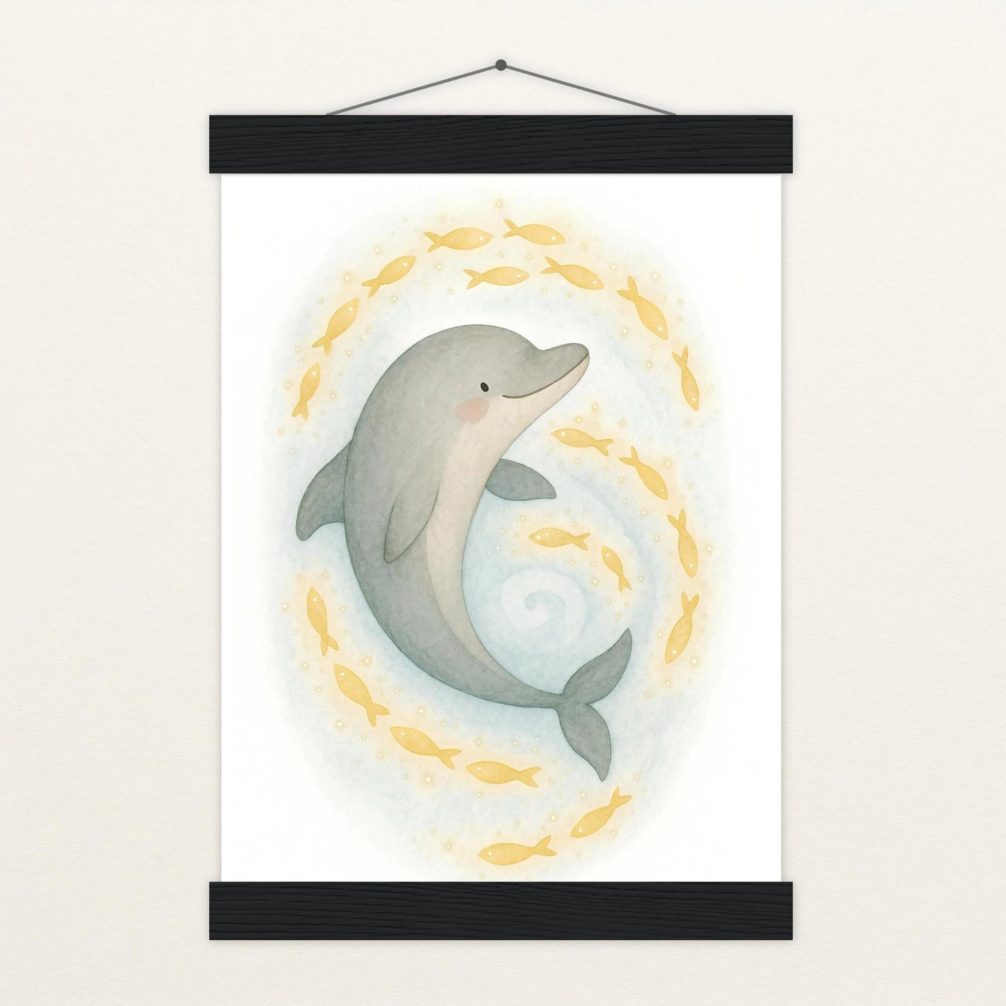 Dora der Delfin - Motiv: "Leuchtfische" Poster mit Leisten von tinylearner