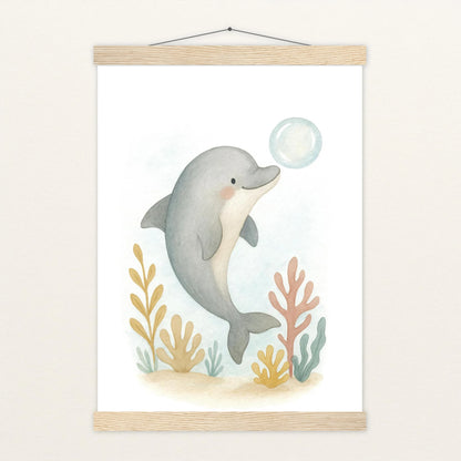 Dora der Delfin - Motiv: "Luftblase" Poster mit Leisten von tinylearner