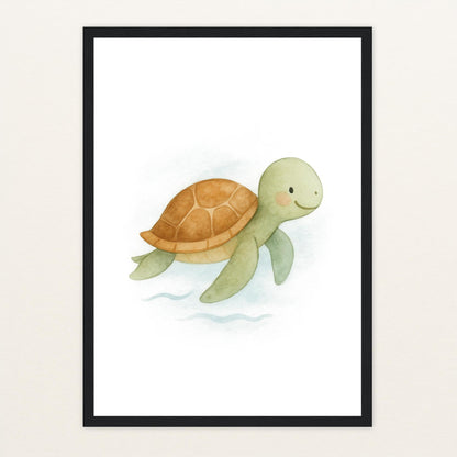 Sora die Schildkröte Poster mit Holzrahmen von tinylearner