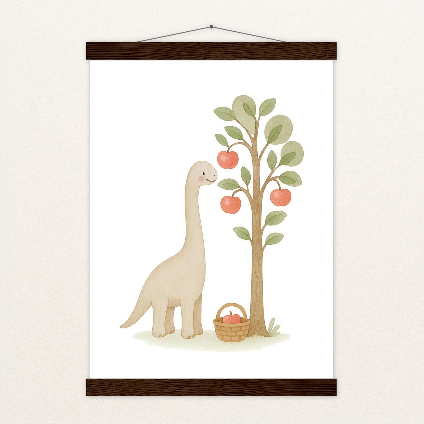 Dinosaurier Brachiosaurus - Motiv: "Apfelbaum" Poster mit Leisten von tinylearner
