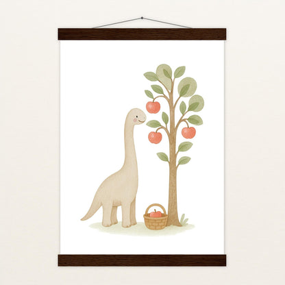 Dinosaurier Brachiosaurus - Motiv: "Apfelbaum" Poster mit Leisten von tinylearner