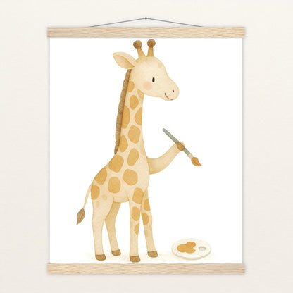 Greta die Giraffe - Motiv: "Malen" Poster mit Leisten von tinylearner