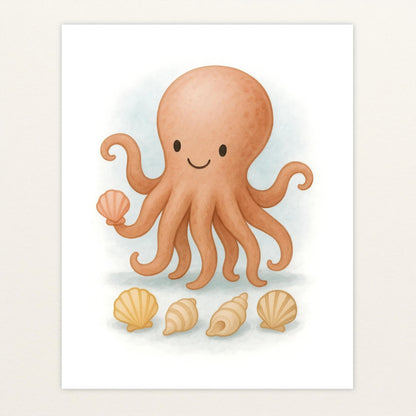 Tilli der Tintenfisch - Motiv: "Muscheln" Poster von tinylearner