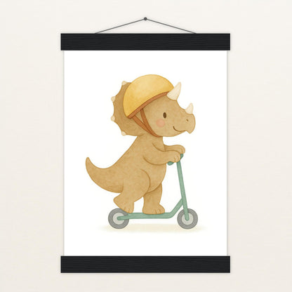 Dinosaurier Triceratops - Motiv: "Roller" Poster mit Leisten von tinylearner
