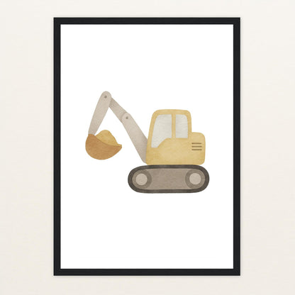 Bagger Poster mit Holzrahmen von tinylearner